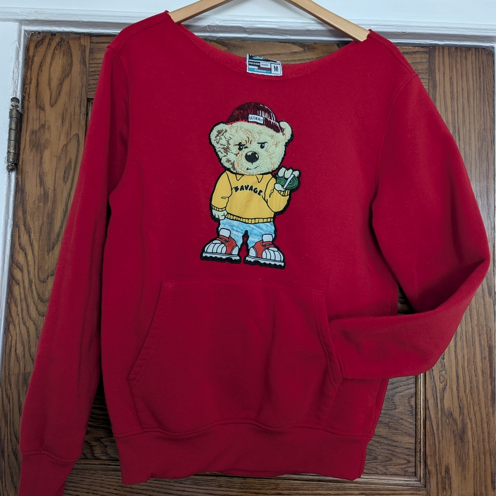Bleecker And Mercer Savage Bear Red Sweatshirt Medium